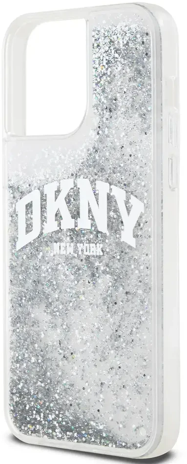 DKNY DKHCP15XLBNAET Apple iPhone 15 Pro Max 6.7″ baltos spalvos kietas dėklas Liquid Glitter Big Logo