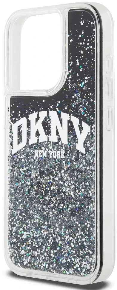 Apple iPhone 15 Pro DKNY dėklas Liquid Glitter Big Logo (DKHCP15LLBNAEK) juodos spalvos