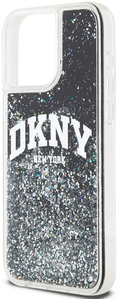 DKNY DKHCP15XLBNAEK Apple iPhone 15 Pro Max 6.7″ juodos spalvos kietas dėklas Liquid Glitter Big Logo