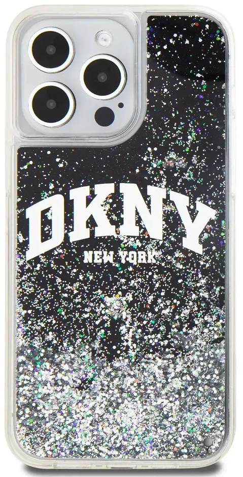 DKNY DKHCP15XLBNAEK Apple iPhone 15 Pro Max 6.7″ juodos spalvos kietas dėklas Liquid Glitter Big Logo