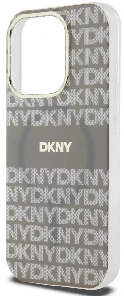 DKNY PC/TPU Repeat Pattern Tonal Stripe Magsafe dėklas telefonui Apple iPhone 14 Pro Max rusvai gelsvas