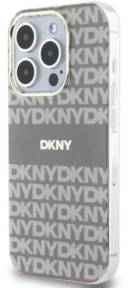 DKNY PC/TPU Repeat Pattern Tonal Stripe Magsafe dėklas telefonui Apple iPhone 14 Pro rusvai gelsvas