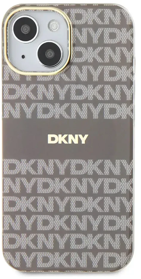 DKNY PC/TPU Repeat Pattern Tonal Stripe Magsafe dėklas telefonui Apple iPhone 14 rusvai gelsvas
