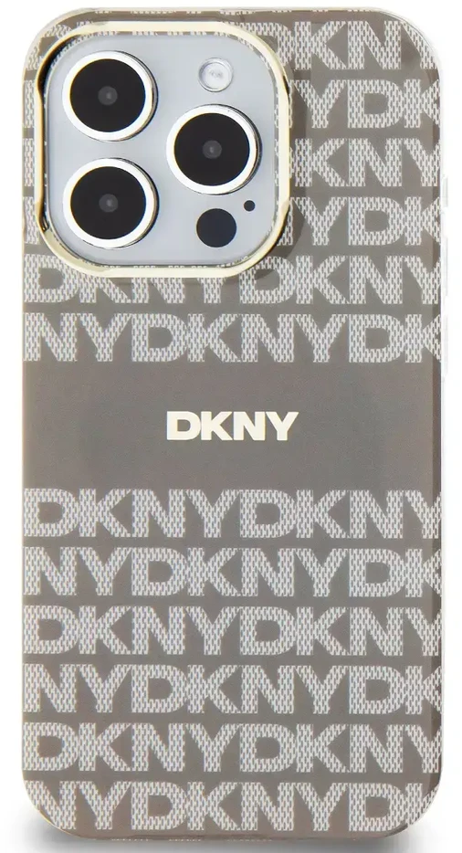 DKNY PC/TPU Repeat Pattern Tonal Stripe Magsafe dėklas telefonui Apple iPhone 14 Pro rusvai gelsvas