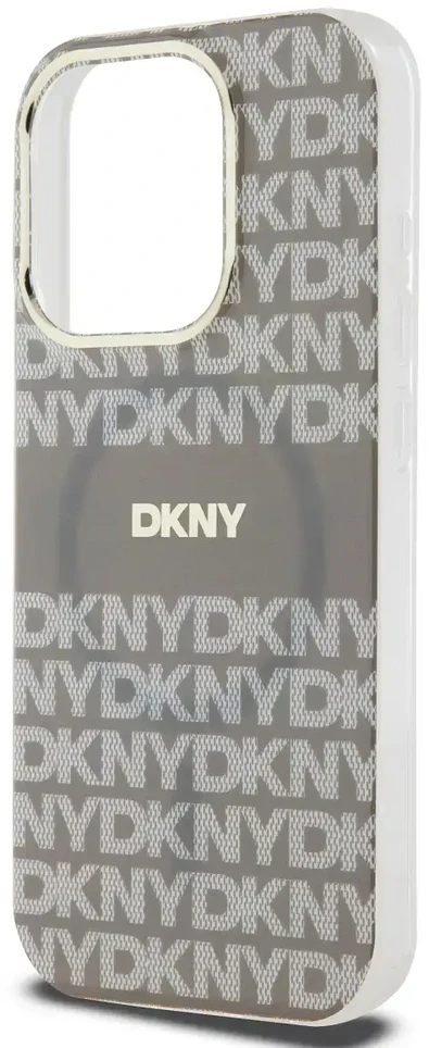 DKNY PC/TPU Repeat Pattern Tonal Stripe Magsafe dėklas telefonui Apple iPhone 14 Pro rusvai gelsvas