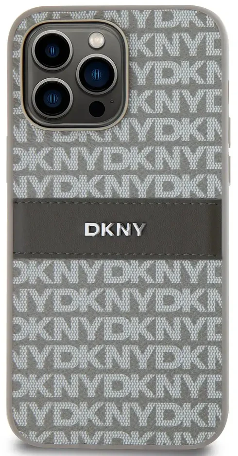 Apple iPhone 14 Pro DKNY dėklas odinis Mono Stripe & Metal Logo (DKHCP14LPRTHSLE) beige