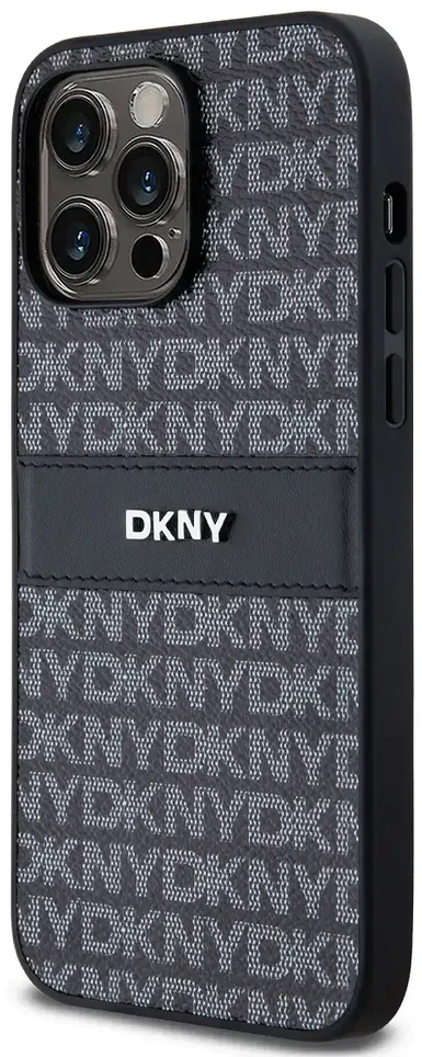 Apple iPhone 14 Pro DKNY odinis dėklas Mono Stripe & Metal Logo (DKHCP14LPRTHSLK) juodos spalvos