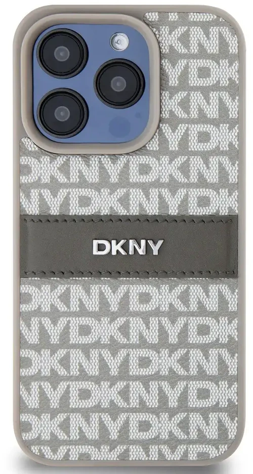 Apple iPhone 14 Pro Max DKNY odinis dėklas Mono Stripe & Metal Logo (DKHCP14XPRTHSLE) beige