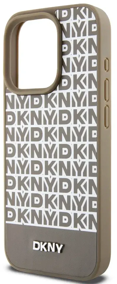 DKNY PU Leather Repeat Pattern Bottom Stripe MagSafe dėklas telefonui Apple iPhone 13 Pro Max rudos spalvos