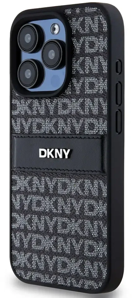 Apple iPhone 14 Pro Max DKNY odinis dėklas Mono Stripe & Metal Logo (DKHCP14XPRTHSLK) juodos spalvos