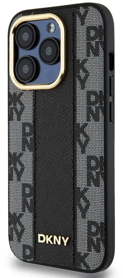 Apple iPhone 15 Pro DKNY Hardcase Leather Checkered Mono Pattern MagSafe (DKHMP15LPCPVSLK) dėklas telefonui juodos spalvos