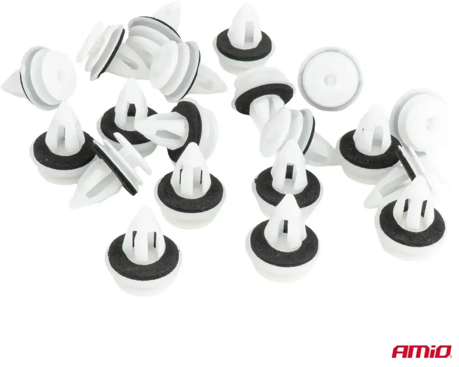 Durų ir bagažinės apmušimo smeigių rinkinys su gumine tarpine 20 mm 20 vnt. amio-05041