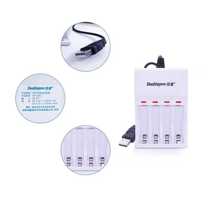 Doublepow DP-U82 4x slots USB Baterija Charger 1.2V AA | AAA