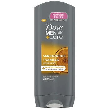 Dove Men+Care Sandalwood & Vanilla maitininantis Dušo želė (Body, Face & Hair Wash)