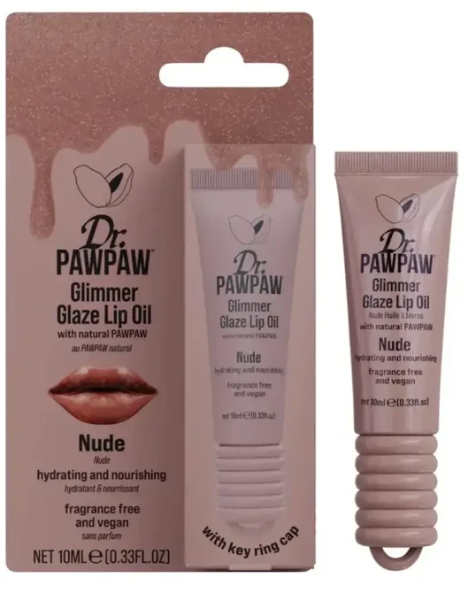 Dr. PawPaw Glimmer Glaze Hydrating & Glow Lip Oil Nude, 10 ml