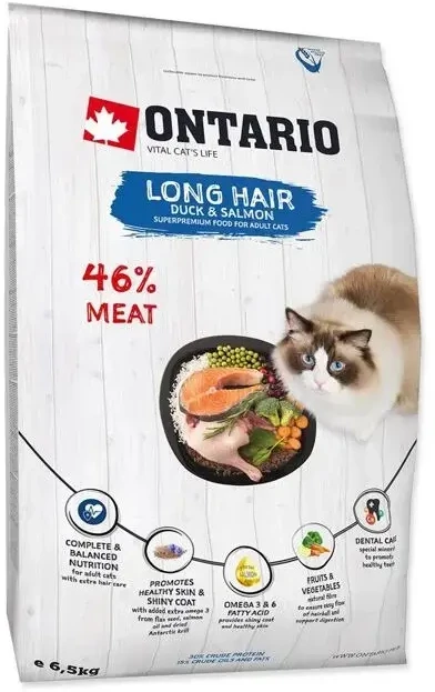 Sausā barība kaķiem - Ontario Cat Longhair 6,5kg