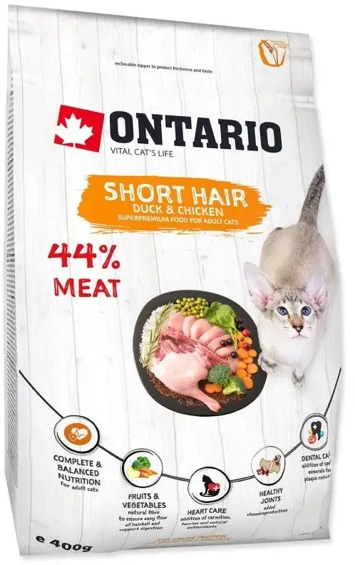 Sausā barība kaķiem - Ontario Cat Shorthair 400 gr