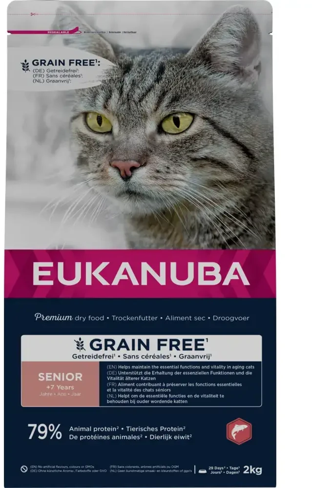 Eukanuba Eukanuba EUK kačių pašaras senjorams begrūdis su lašiša, 10 kg