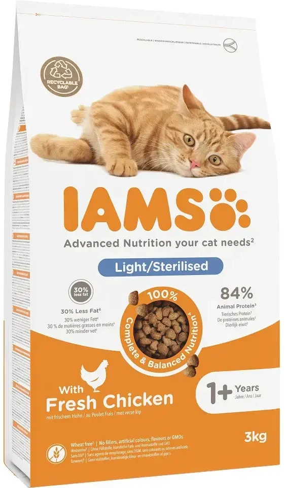 Eukanuba Sausas Kačių Maistas - Iams Vitality Suaugusiems 3 Kg Su Šviežia Vištiena