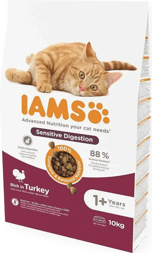 Iams CAT Vitality Adult Sens Digestion kalakutiena 10 kg