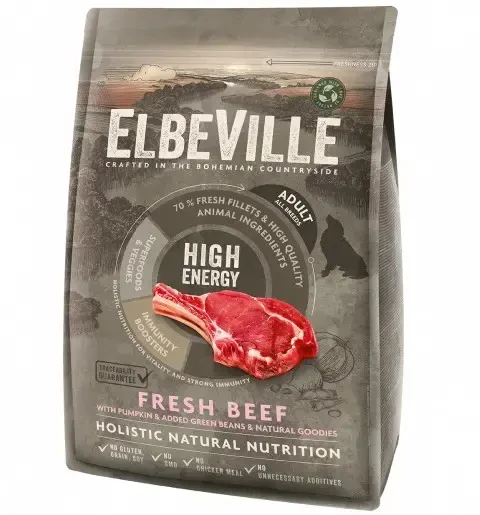 Sausas šunų maistas - ELBEVILLE Adult All Breeds Fresh jautiena High Energy 4kg