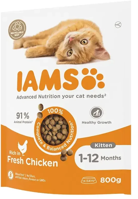 IAMS sausas pašaras kačiukams su vištiena, 800g
