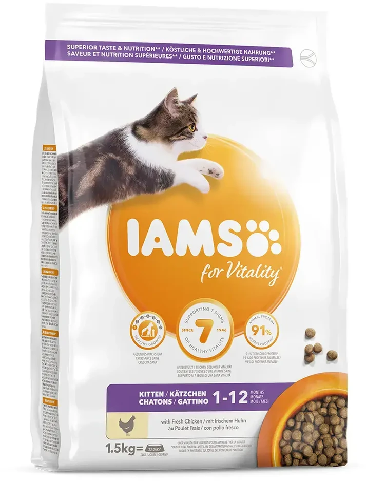 Sausā barība kaķēniem – IAMS CAT KITTEN CHICKEN, 1.5kg