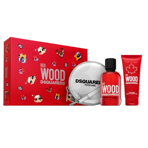 Rinkinys moterims Dsquared2 Red Wood: EDT, 100 ml + dušo želė, 100 ml + piniginė