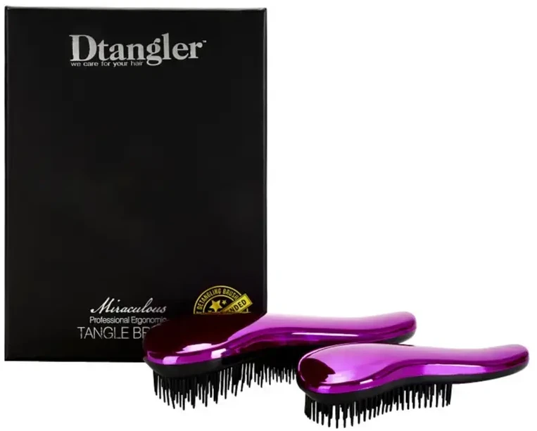 "Dtangler" stebuklingų violetinių plaukų šepečių dovanų rinkinys