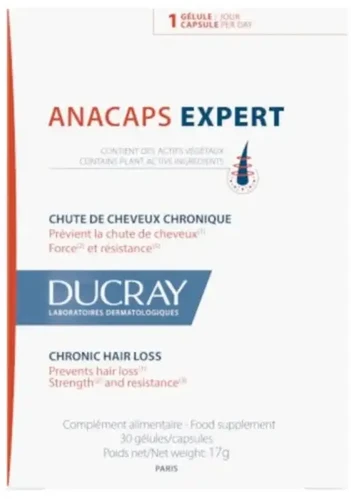 Ducray Anacaps Expert Reaccional maisto papildas nuo plaukų slinkimo 30 vienetų