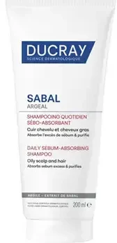 Ducray Sabal Argeal Šampūnas šampūnas riebiai galvos odai, 200 ml