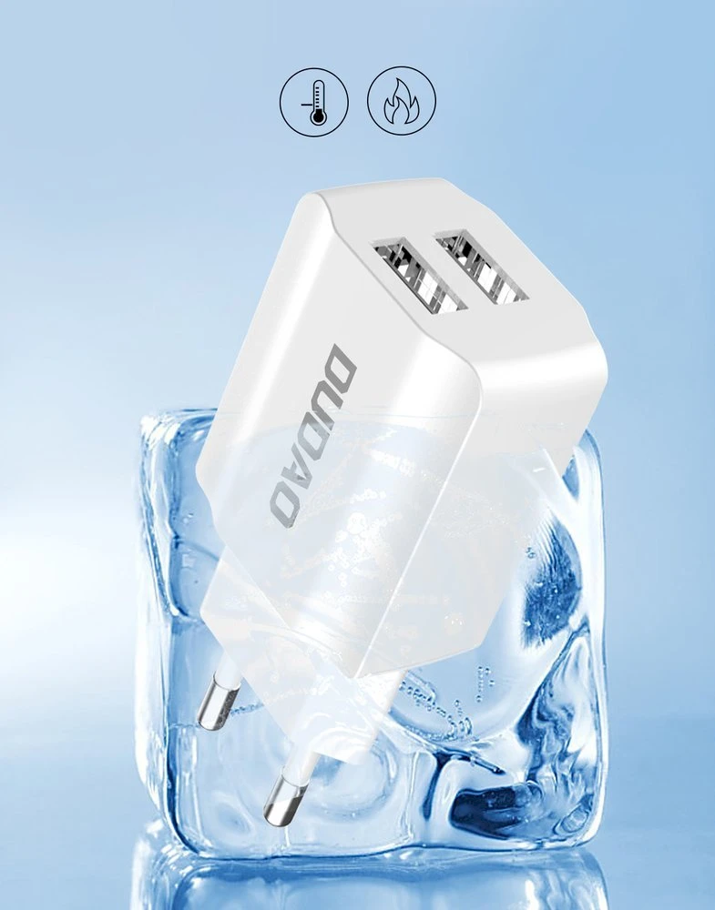 Sieninis įkroviklis Dudao A2EUL 2x USB su Lightning kabeliu (baltas)