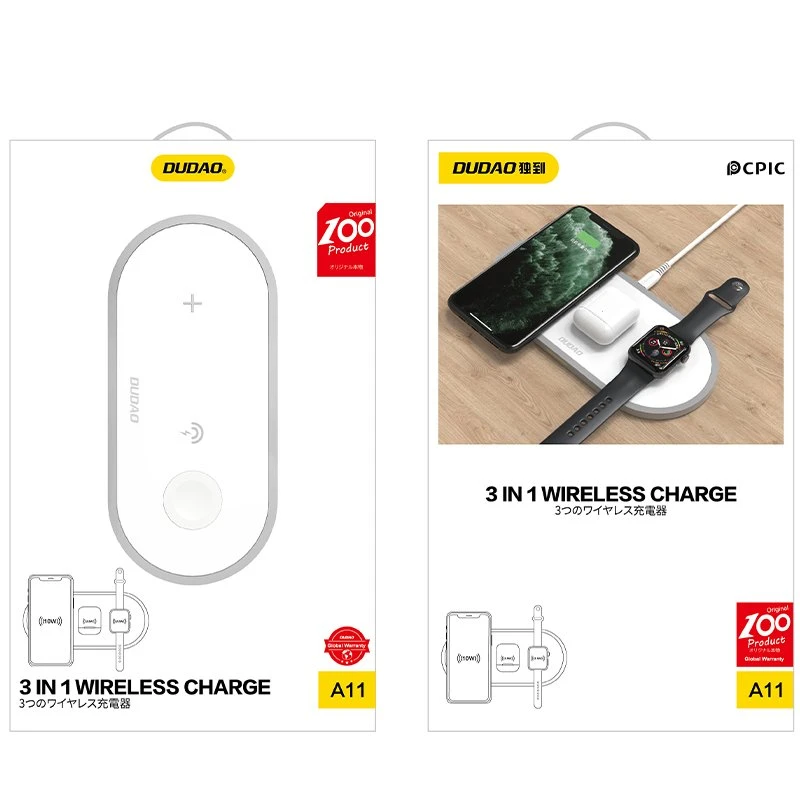 Belaidis įkroviklis Dudao 3in1 (A11) (Phone;AirPods;Watch) baltas