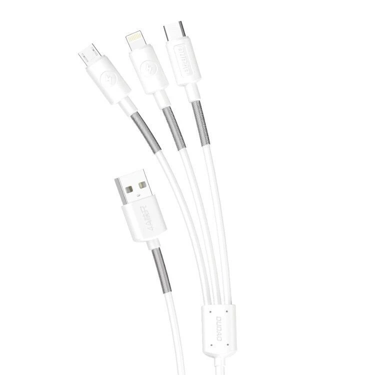 Dudao 3in1 USB laidas – Lightning / USB Type C / micro USB 1.2m 4A baltas (L8s baltas)