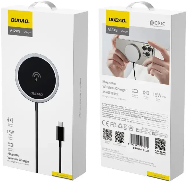 Dudao A12XS 15W belaidis įkroviklis, suderinamas su „MagSafe“ - Juodas