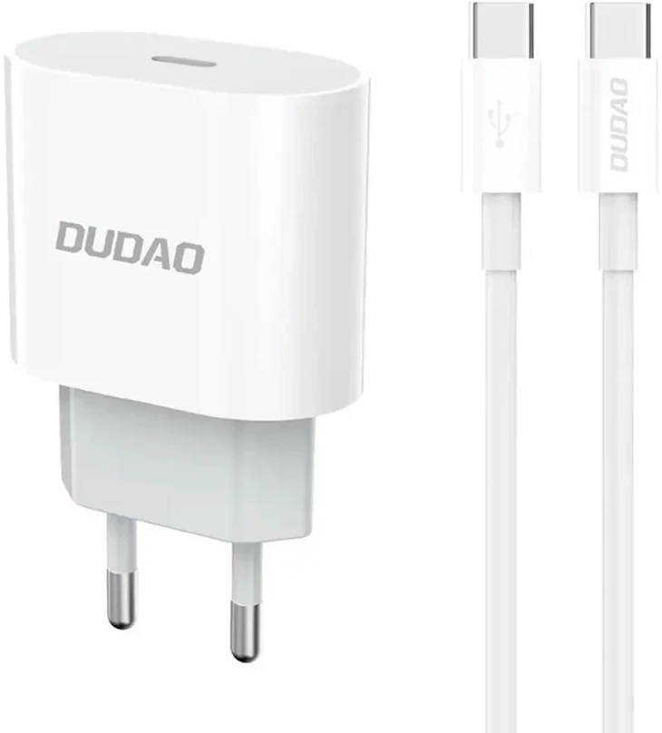 Dudao A14EUC PD 20W USB-C laidinis įkroviklis su kabelis – baltos spalvos