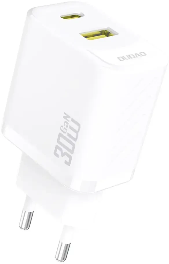 Dudao A27TEU PD 30W GaN USB-A USB-C sieninis įkroviklis - Baltas