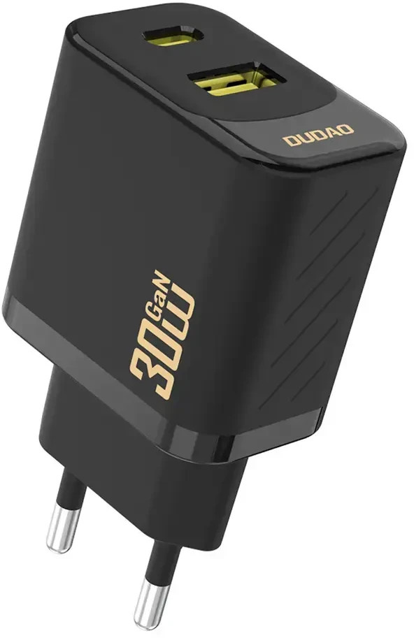 Dudao A27TEU PD 30W GaN USB-A USB-C sieninis įkroviklis - Juodas