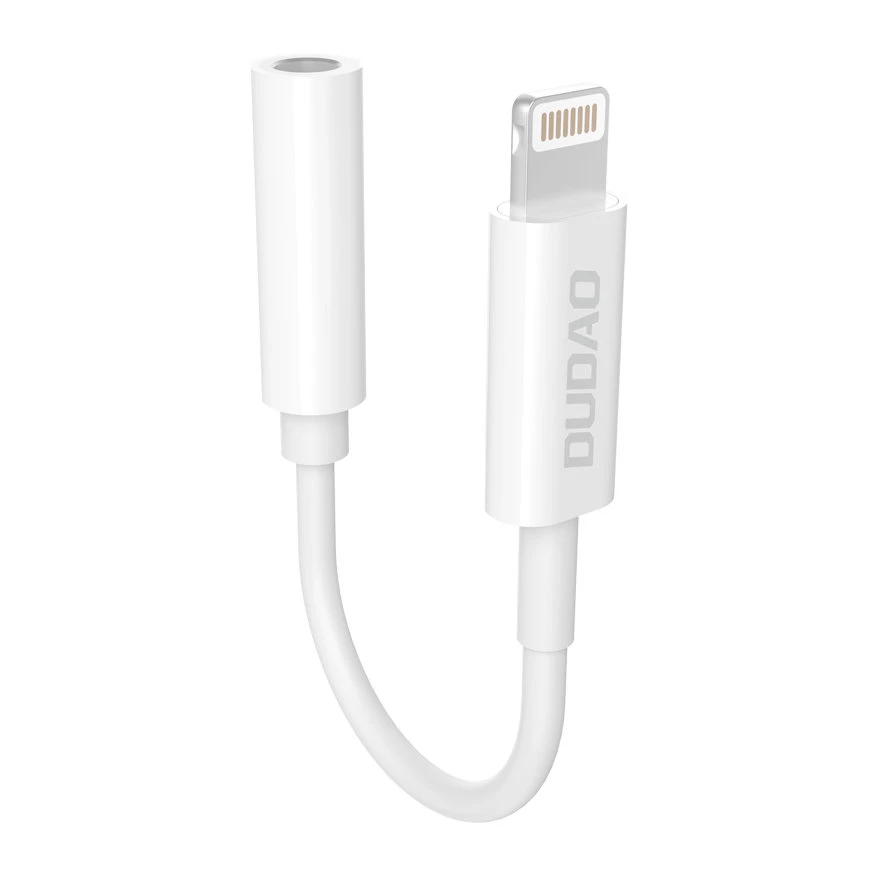 DUDAO ADAPTER L16 AUDIO LIGHTNING AUUSINIŲ ADAPTERIS (VYRAS) PRIE 3,5 mm MINI LIZDAS (MOTERIS) 10 cm Baltas