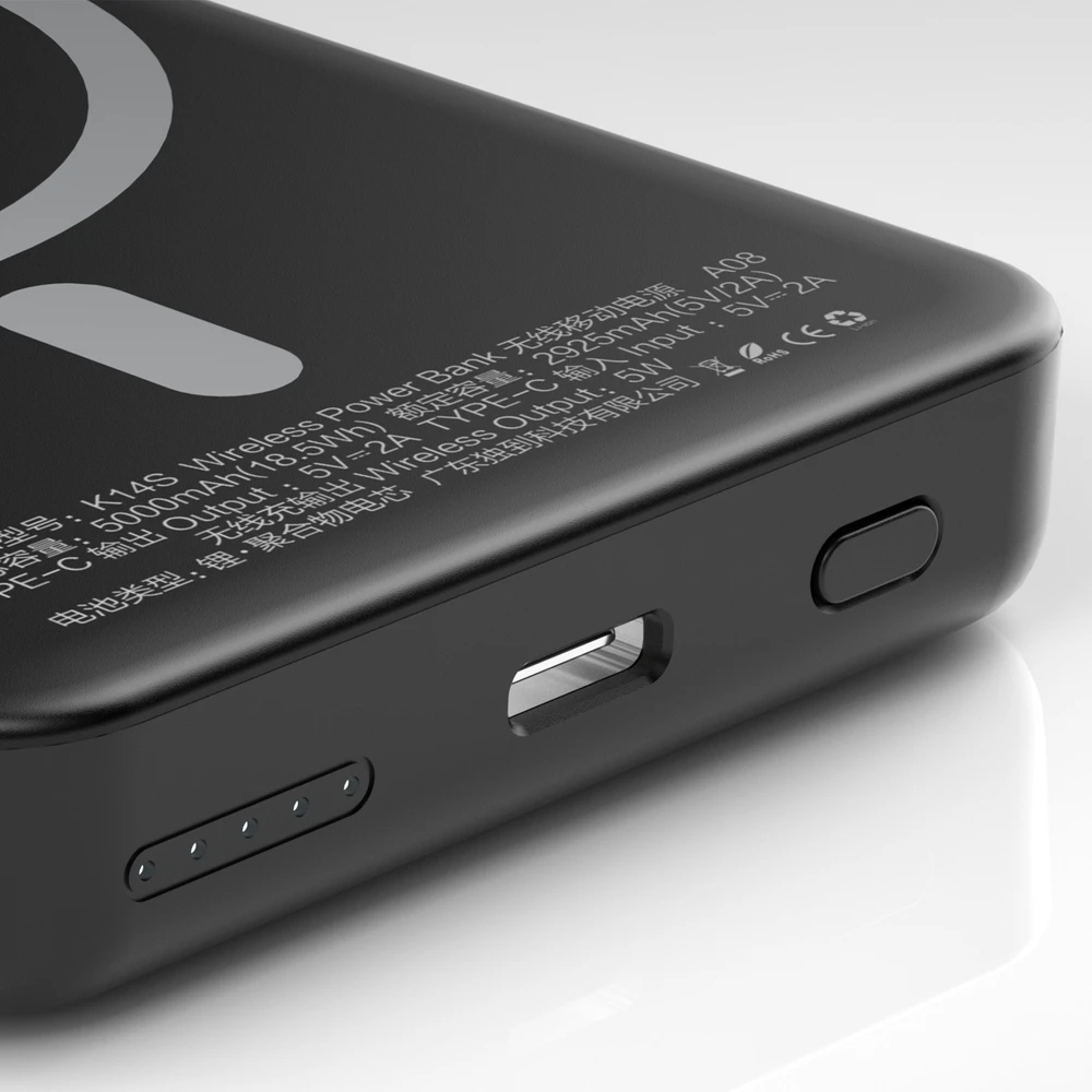 Dudao K14S USB-C / MagSafe wireless powerbank 20W 5000mAh – juodos spalvos