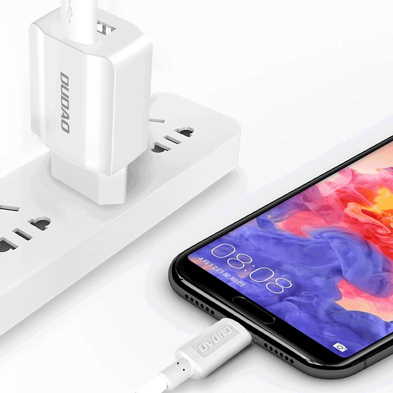 Įkroviklis Dudao (A2EU) + type-C kabelis (2xUSB 5V 2.4A) baltas