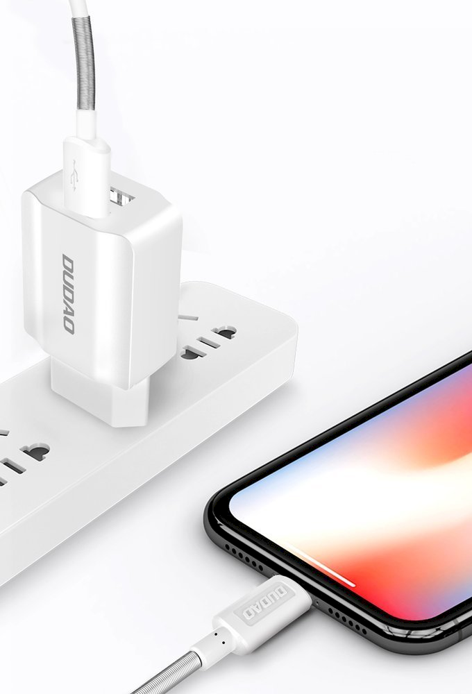 Įkroviklis Dudao (A2EU) + type-C kabelis (2xUSB 5V 2.4A) baltas