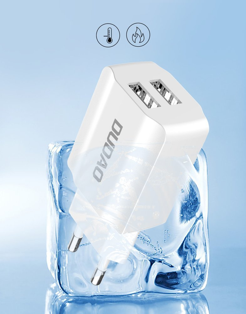 Įkroviklis Dudao (A2EU) + type-C kabelis (2xUSB 5V 2.4A) baltas