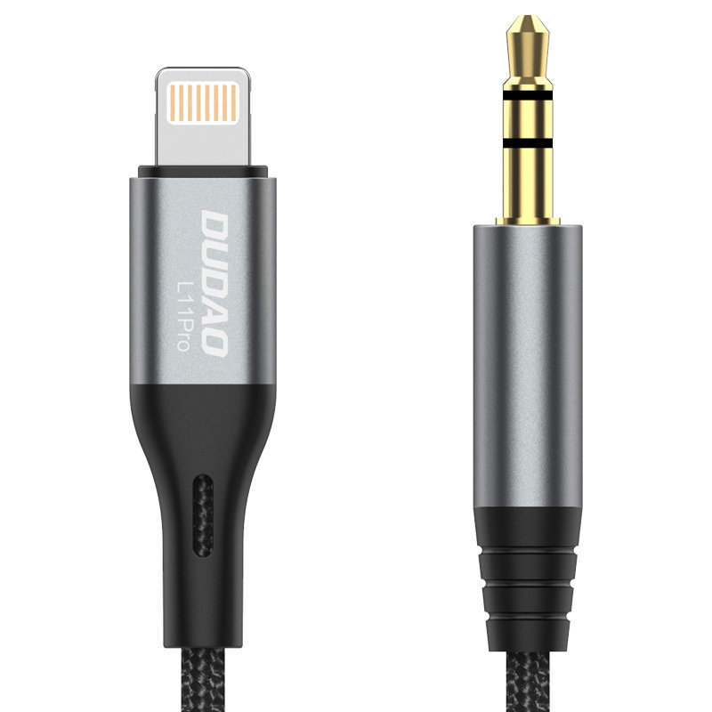 Dudao audio cable Lightning – mini jack 3.5mm 1m pilka (L11PRO)