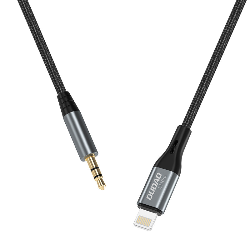 Dudao audio cable Lightning – mini jack 3.5mm 1m pilka (L11PRO)