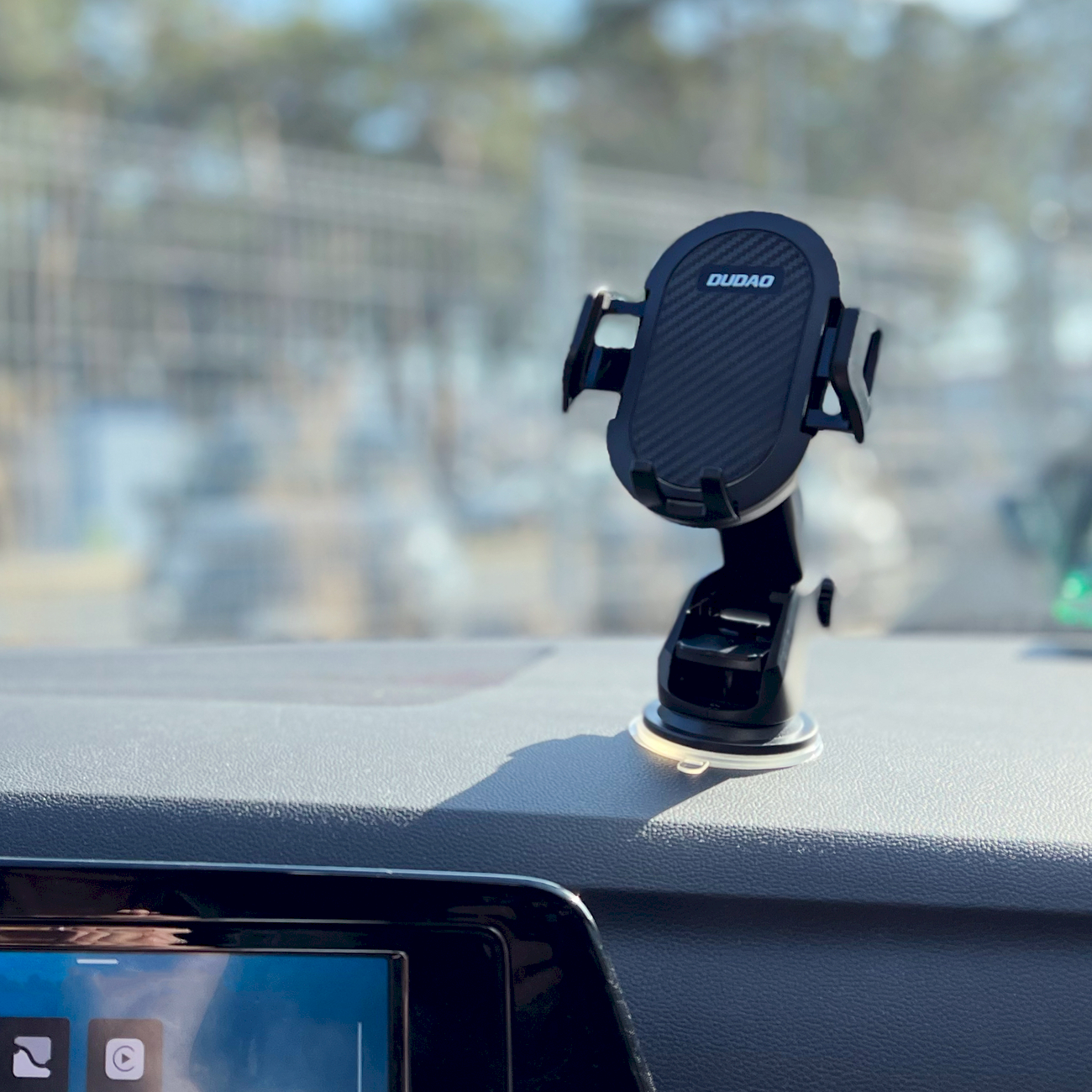 Dudao teleskopinio gravitacijos automobilio priekinio stiklo laikiklis juodas (naujas F2S juodas)