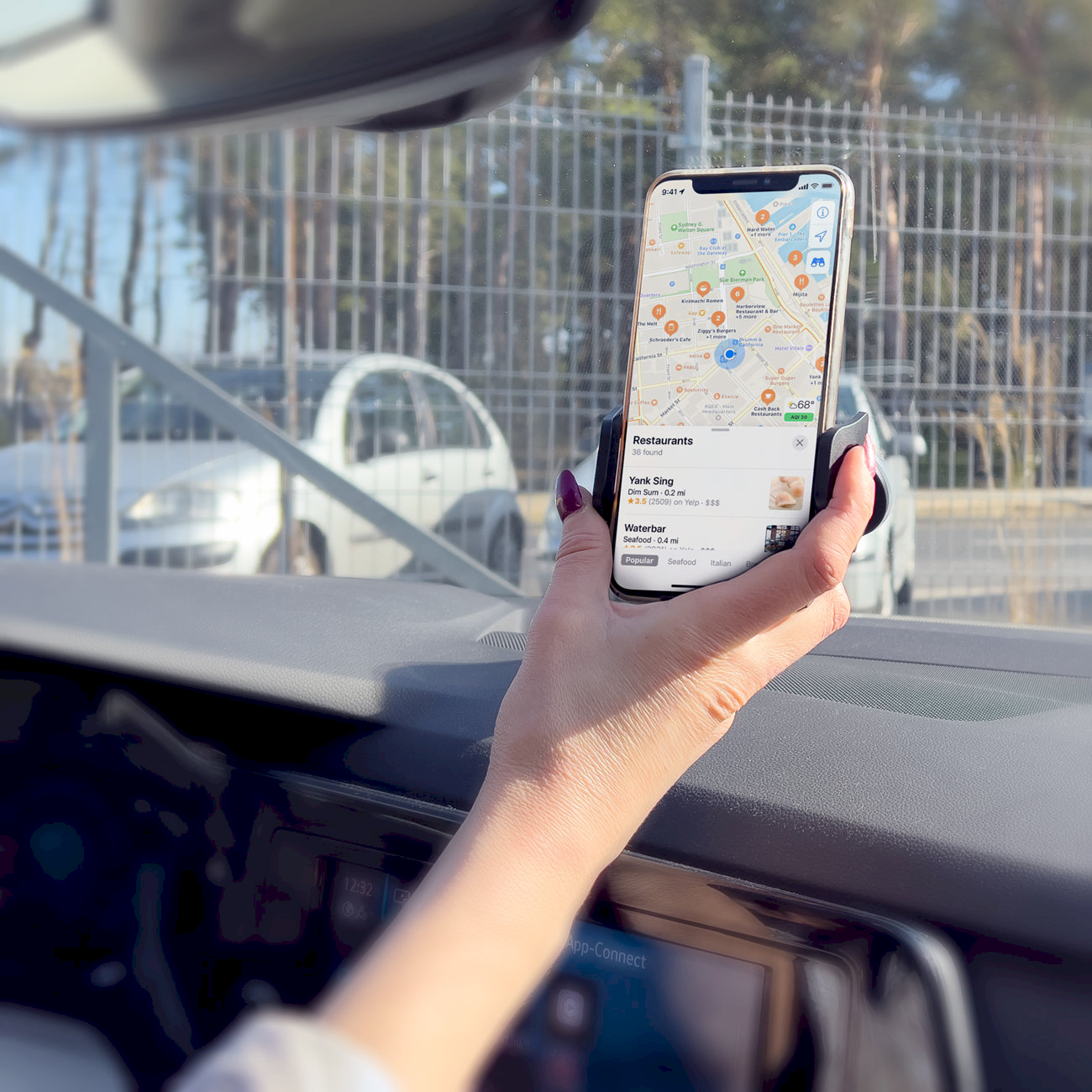 Dudao teleskopinio gravitacijos automobilio priekinio stiklo laikiklis juodas (naujas F2S juodas)