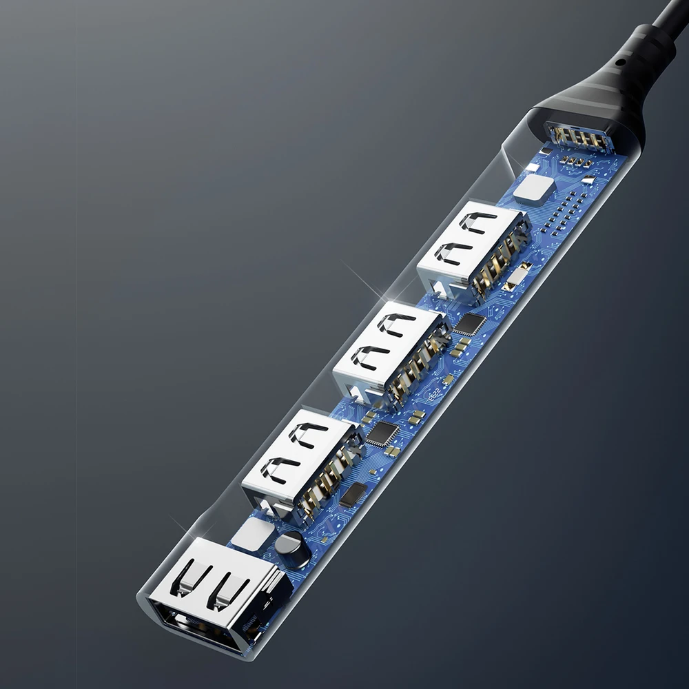 USB šakotuvas Dudao (A16B) USB to (1xUSB 3.0; 3xUSB 2.0) juodas