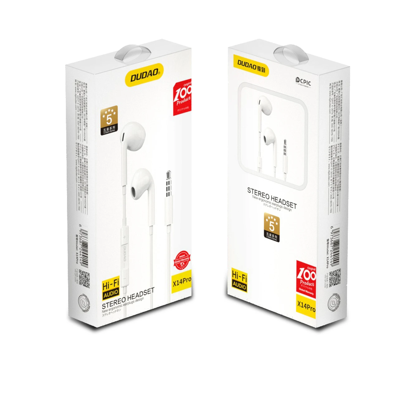 Dudao į ausis įkišamos ausinės su 3.5mm minijack jungtis baltos spalvos (X14PRO)