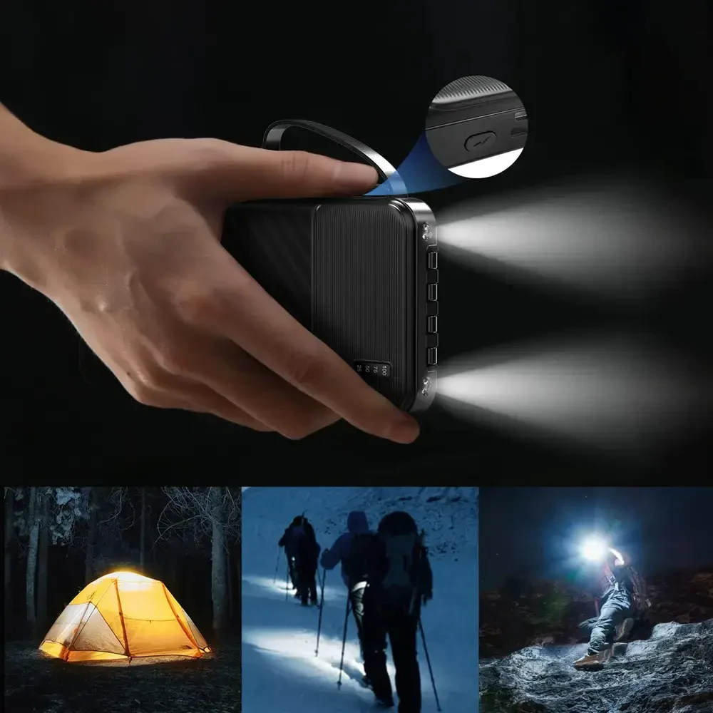 Dudao K11 10000mAh Powerbank su Built-in kabeliss – juodos spalvos